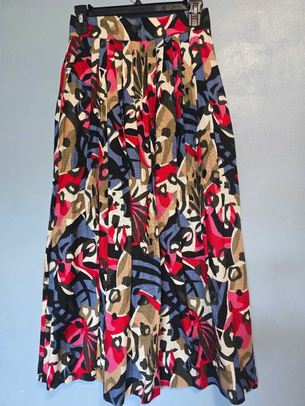 Vntg Norton McNaughton Abstract Pleated Maxi Skirt Size 8 Waist 26"